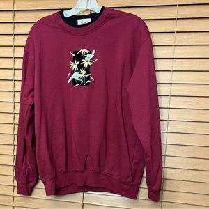 Vintage Top-Stitch by Morning Sun sweater women size large Burgundy